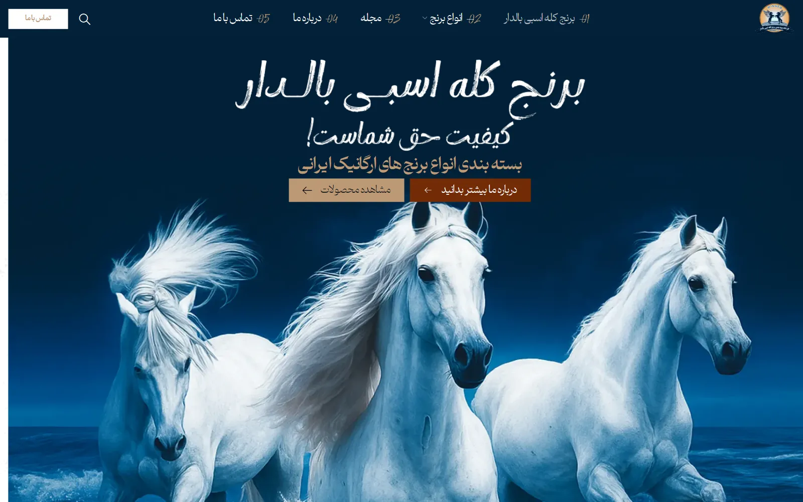 صفحه اصلی سایت برنج کله اسبی بالدار، کارخانه برنج در آمل
